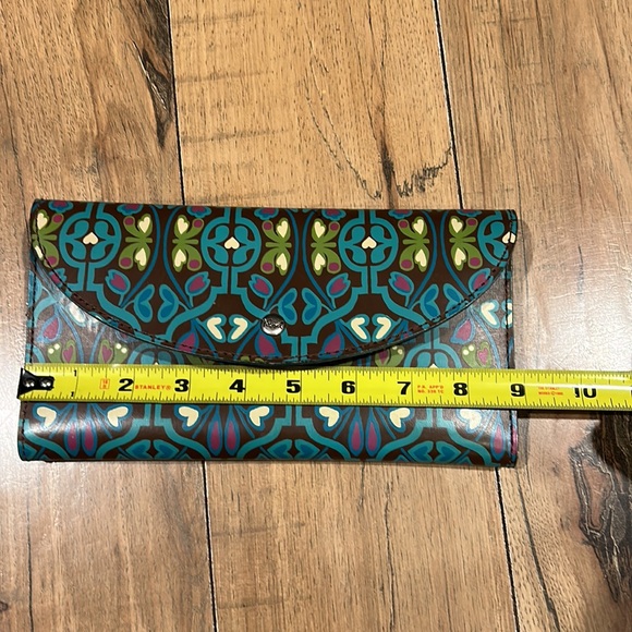 Fossil TriFold Travel Wallet Clutch Document Passport Holder Printed Leather - Picture 11 of 12